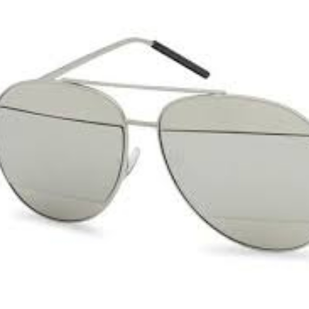 CUT-OUT MIRRORED AVIATOR SUNGLASSES SILVER NEW